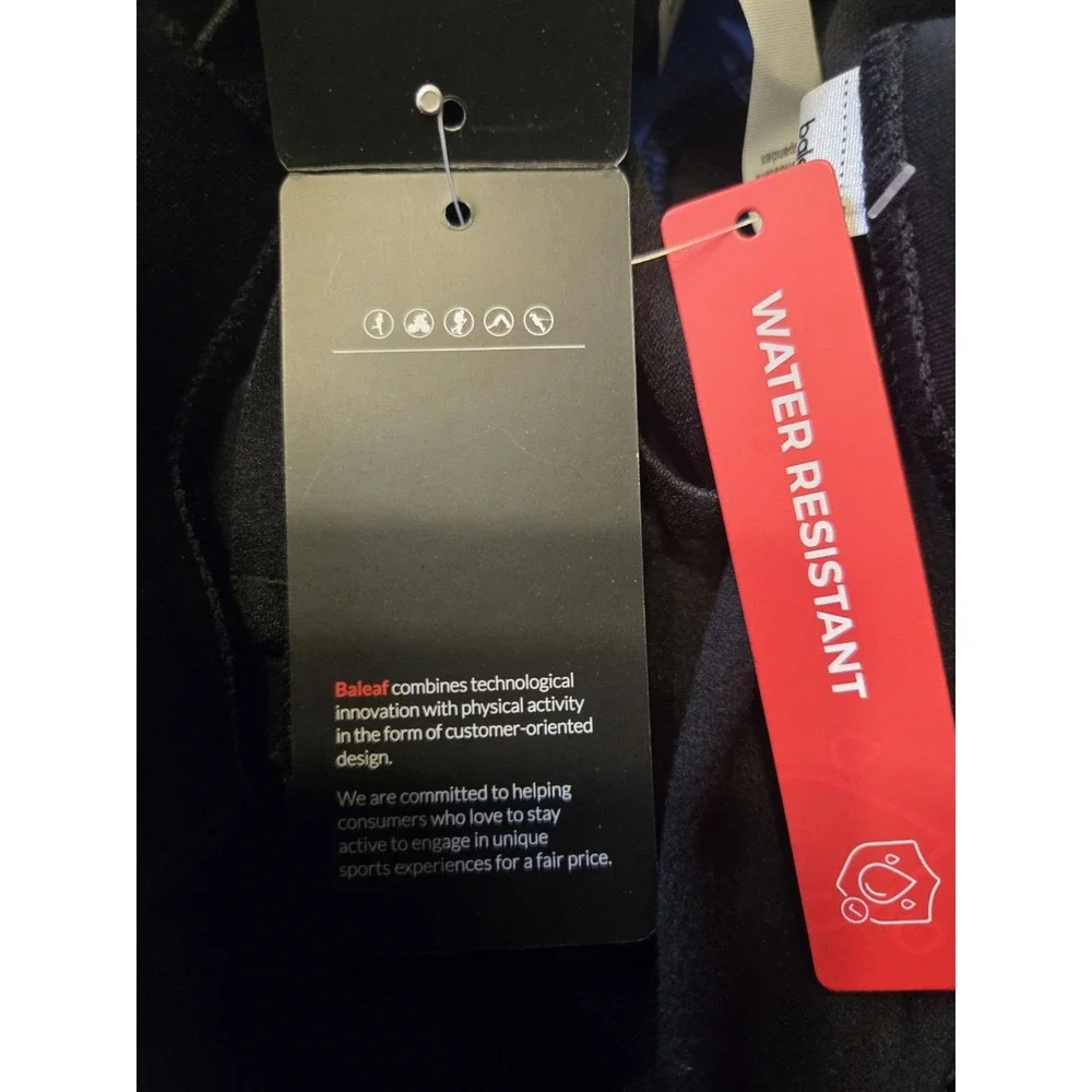 Baleaf‎ Padded Black Cycling Pants HighRise Performance Womens Med Water Resist